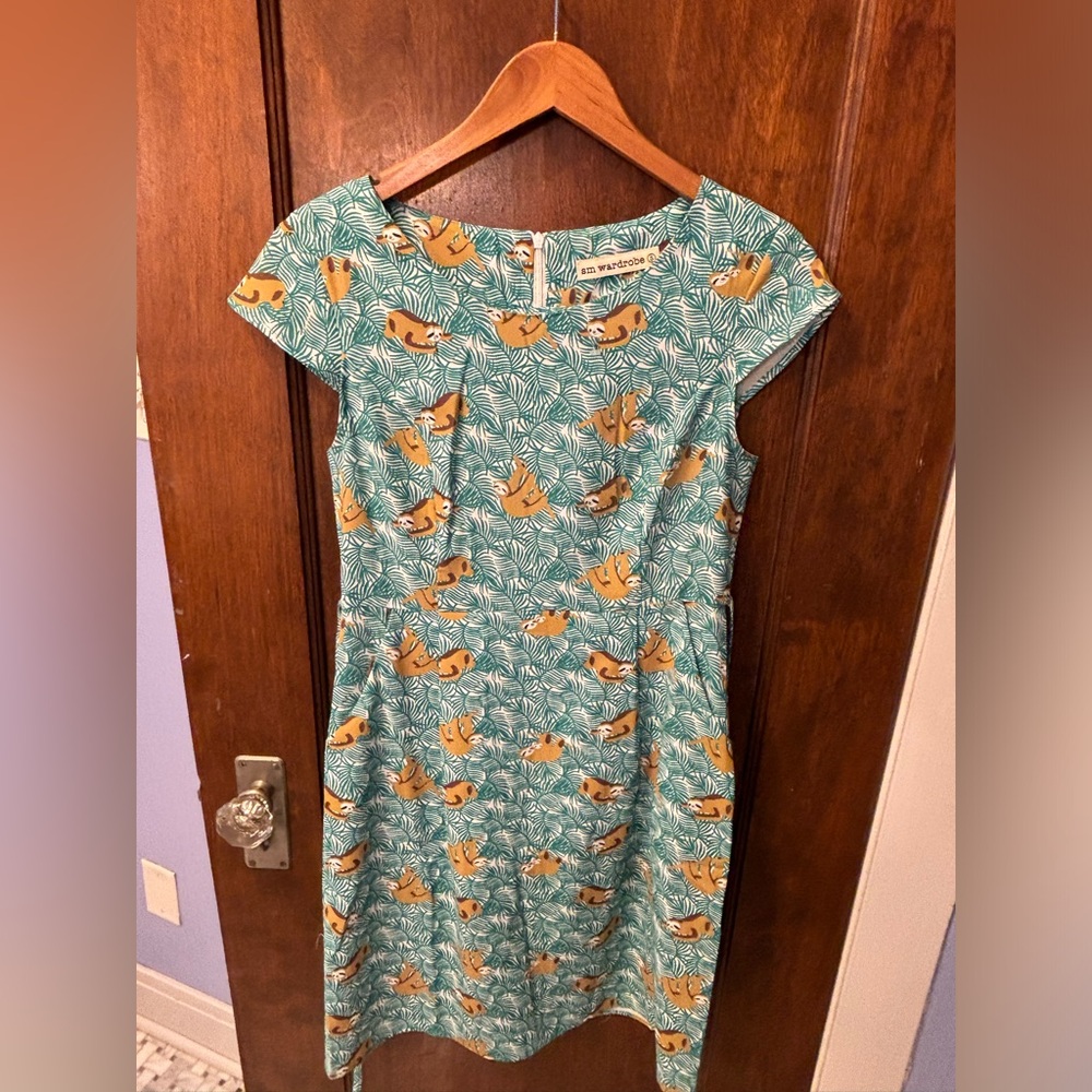 SM Wardrobe Sloth Print Tie Back Dress